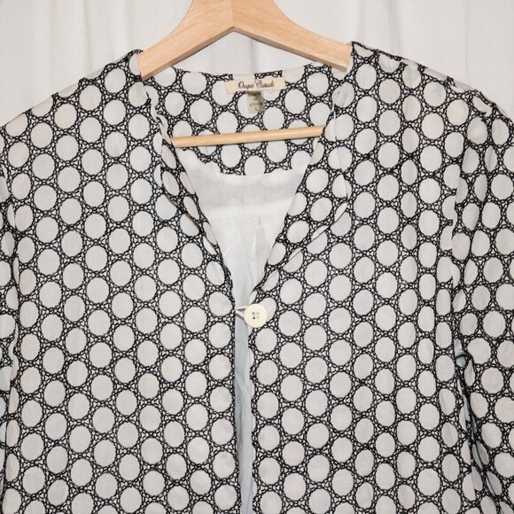 Onque Casuals Size Large Cropped Jacket White Black 3/4 Sleeves One Button - Picture 12 of 14